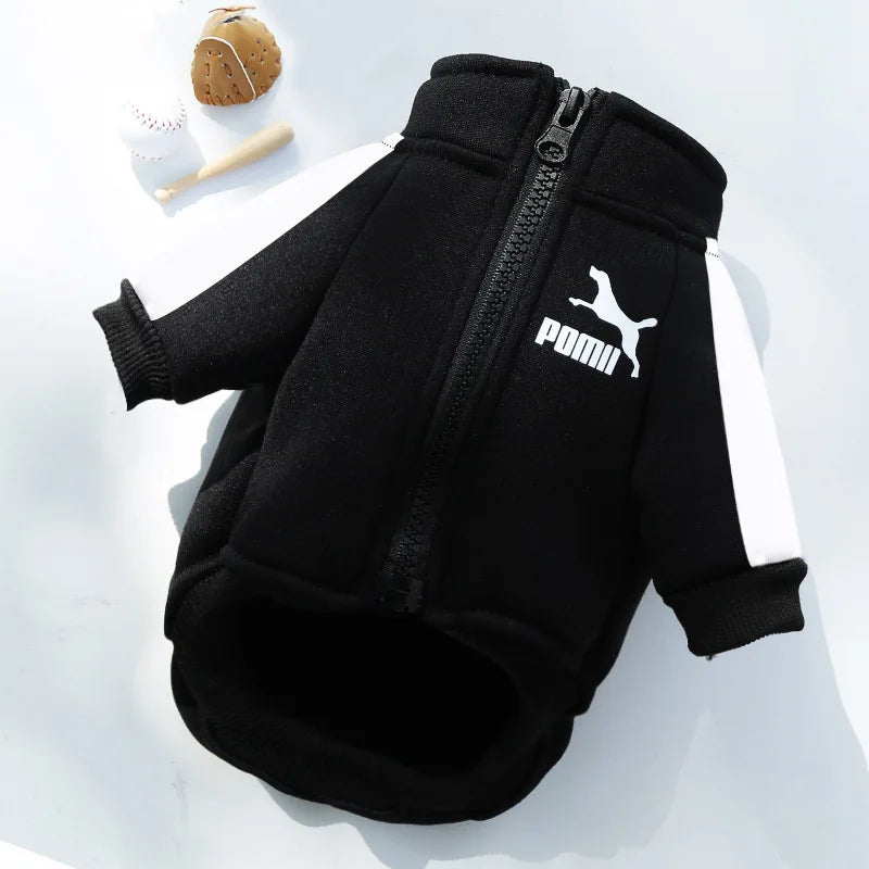 Baseball Pullover Dog Hoodie - Winter Jacket for Small & Medium Dogs, French Bulldog Chihuahua Pug Puppy Coat