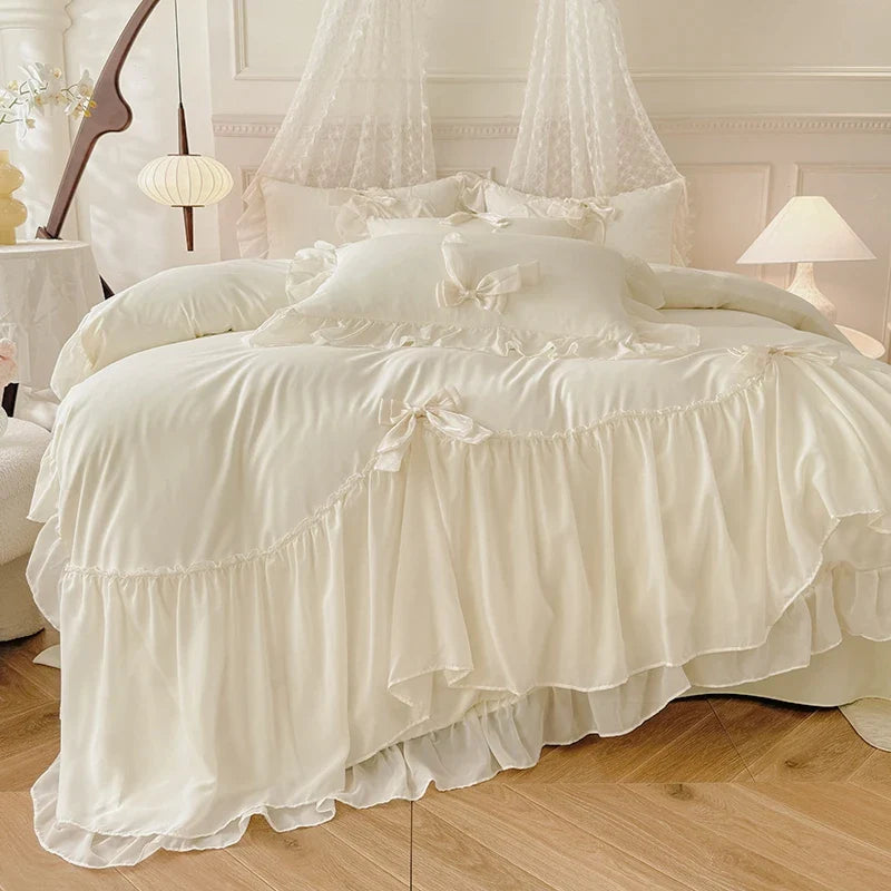 3-Piece Solid Twill Polyester Duvet Cover Set with 2 Pillowcases — Multiple Sizes (135x200 to 260x240 cm / 53x79 to 102x94 in) — White, Yellow, Pink, Purple