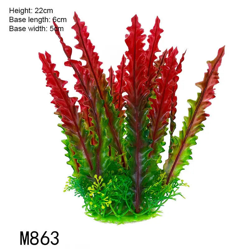 Artificial Aquarium Plants – Plastic Underwater Green Shrubs with Resin Base, Fish Tank Decoration