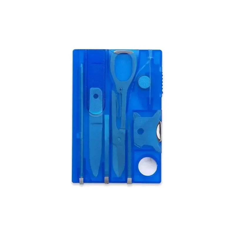 Credit-Card Multi-Tool Survival Card — Portable 5.5 × 8 cm (2.17 × 3.15 in) Pocket Emergency Tool with Screwdriver, Compass & Bottle Opener for Camping
