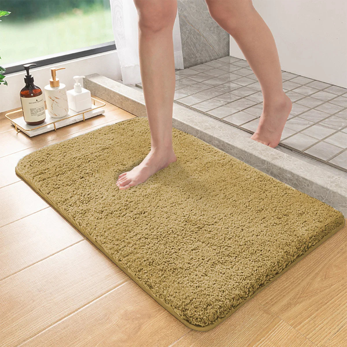 Long-Pile Shaggy Absorbent Bath Mat – Fluffy Non-Slip Bathroom & Entrance Rug