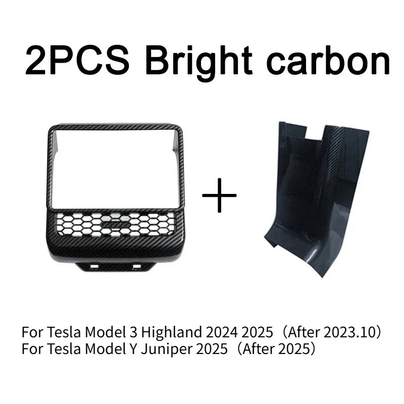 Rear Screen Cover Protector Frame Back Air Vent Trim White ABS Car Interior Accessory for Model Y Juniper