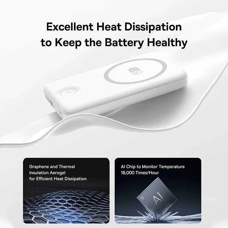Magnetic 10,000mAh Power Bank — 27W Fast Charge & 15W Wireless Charger for iPhone, Apple Watch, AirPods, Samsung, Xiaomi