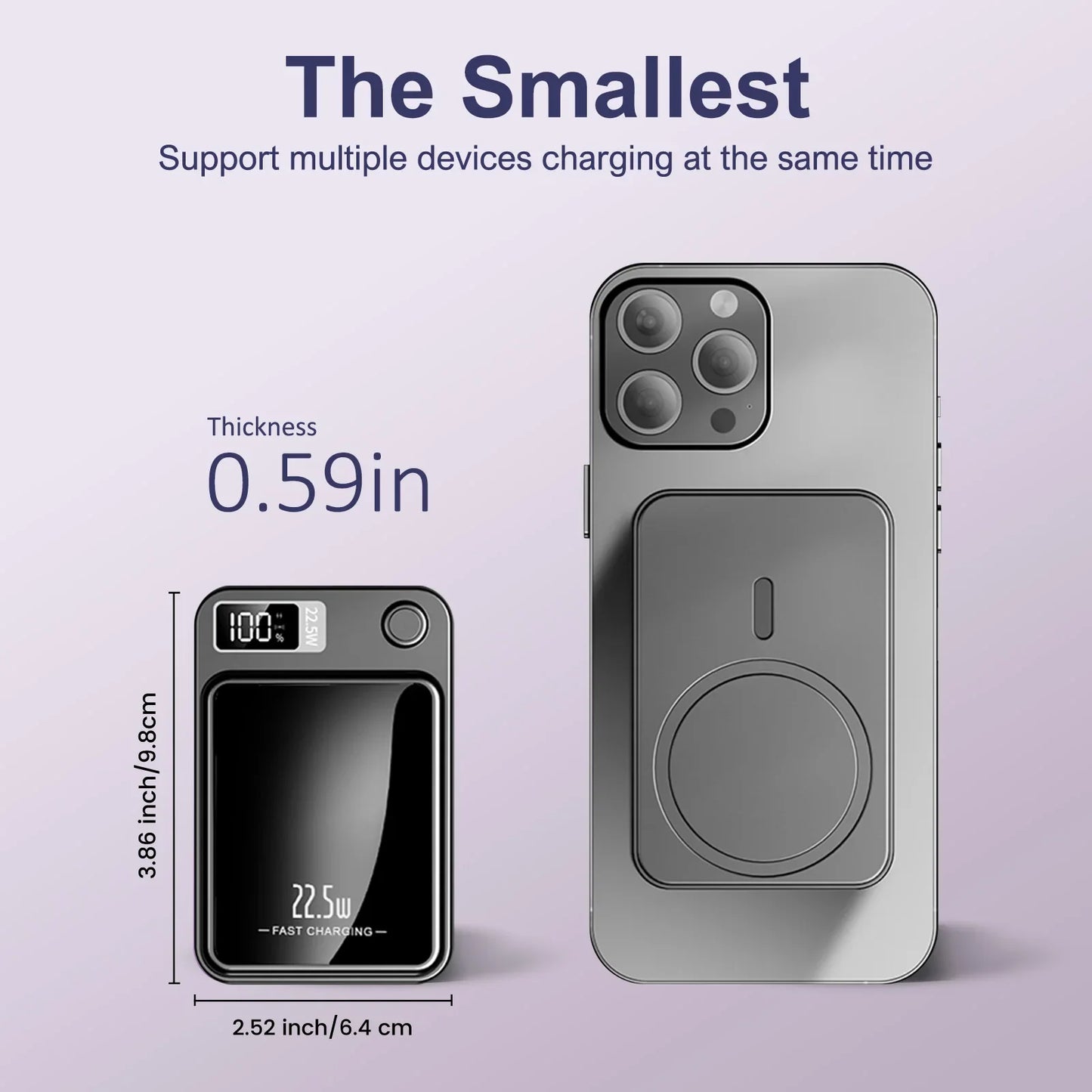 10000mAh Magnetic Wireless Power Bank 22.5W PD Fast Charger MagSafe‑Compatible Portable Battery Pack for iPhone & AirPods
