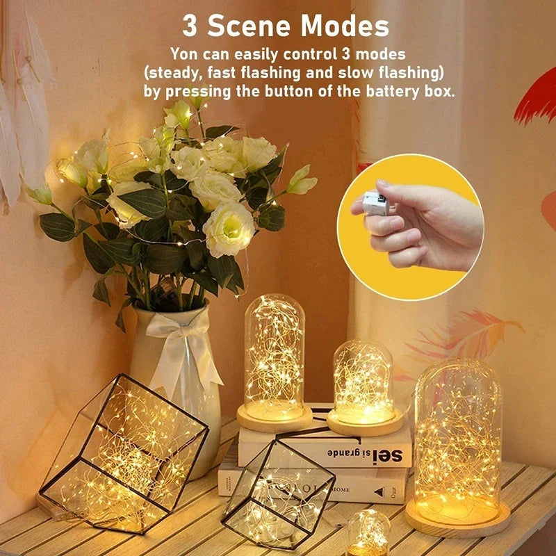 Button Battery LED Fairy String Lights - 1m (3.3 ft) 10 LED & 2m (6.6 ft) 20 LED, Warm White/White/Blue/Pink/Multicolor, Indoor Outdoor