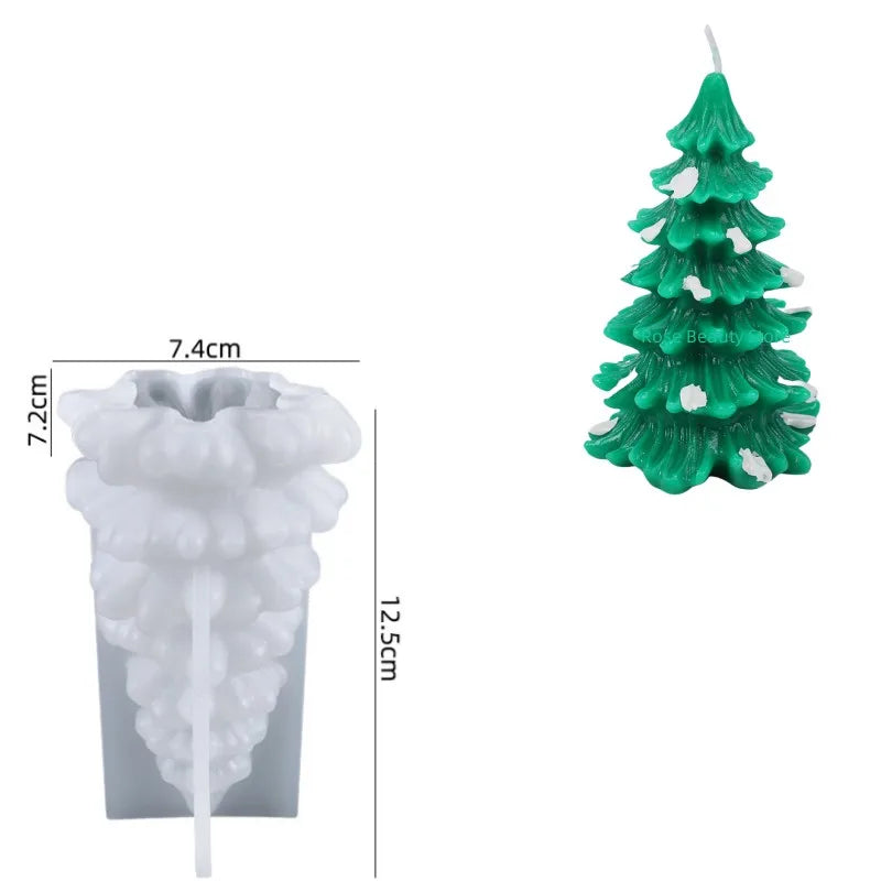 3D Christmas Tree Silicone Mold for Candle Making, Soap, Resin & Baking DIY Holiday Craft Kit