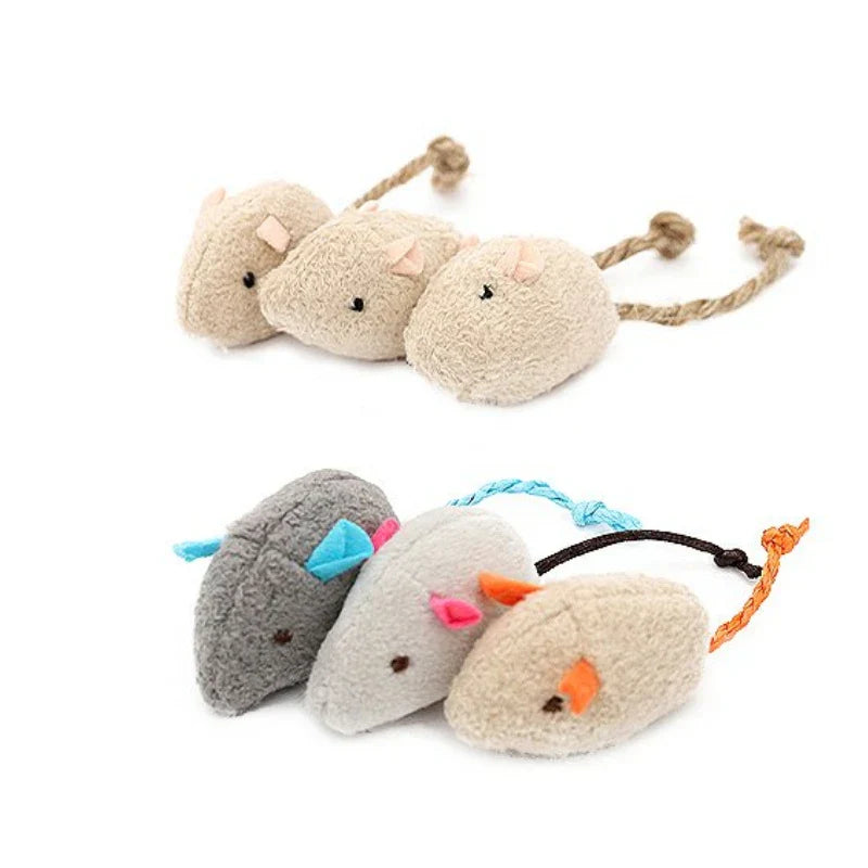 3–200 Pack Rattle Cat Mouse Toys – Prefilled Catnip Faux Fur Interactive Cat Toys for Cats