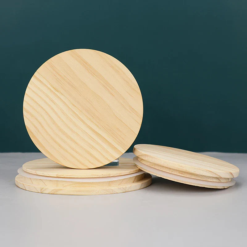 Handmade Pine Wood Jar Lid with Silicone Seal – Airtight Wooden Cover for Jars, Mugs & Candle Cups, Fits 52–130 mm (2.05–5.12 in)