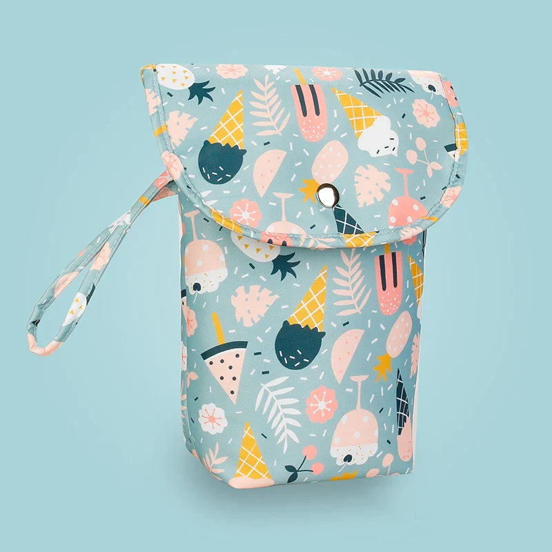 Waterproof Baby Nappy Storage Bag - Portable Diaper Pouch Wet/Dry Mummy Bag