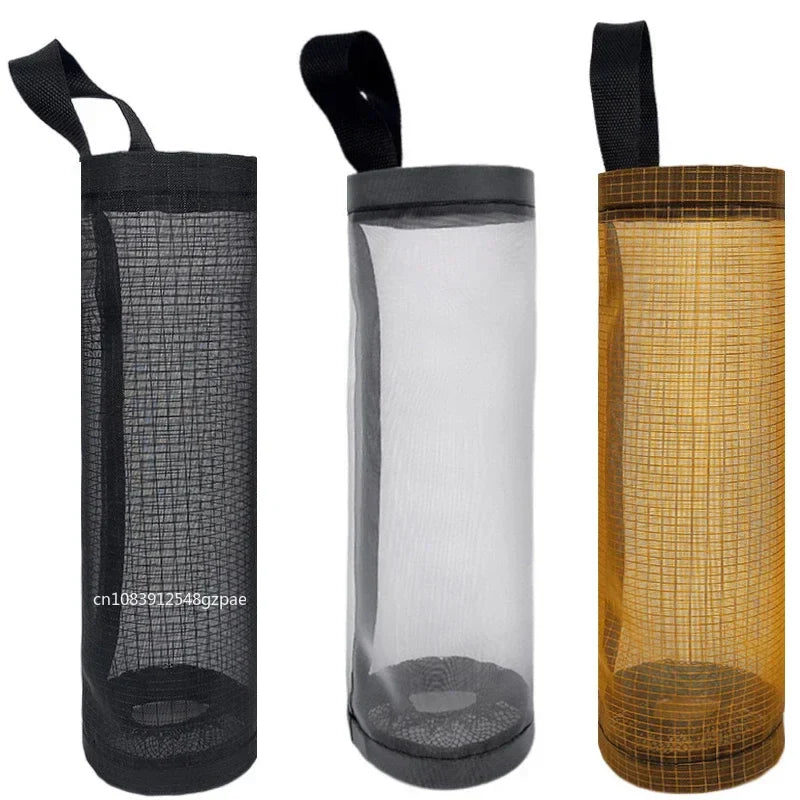 Wall-Mount Plastic Bag Holder Dispenser Hanging Kitchen Trash & Grocery Bag Organizer (1-5 Pack)