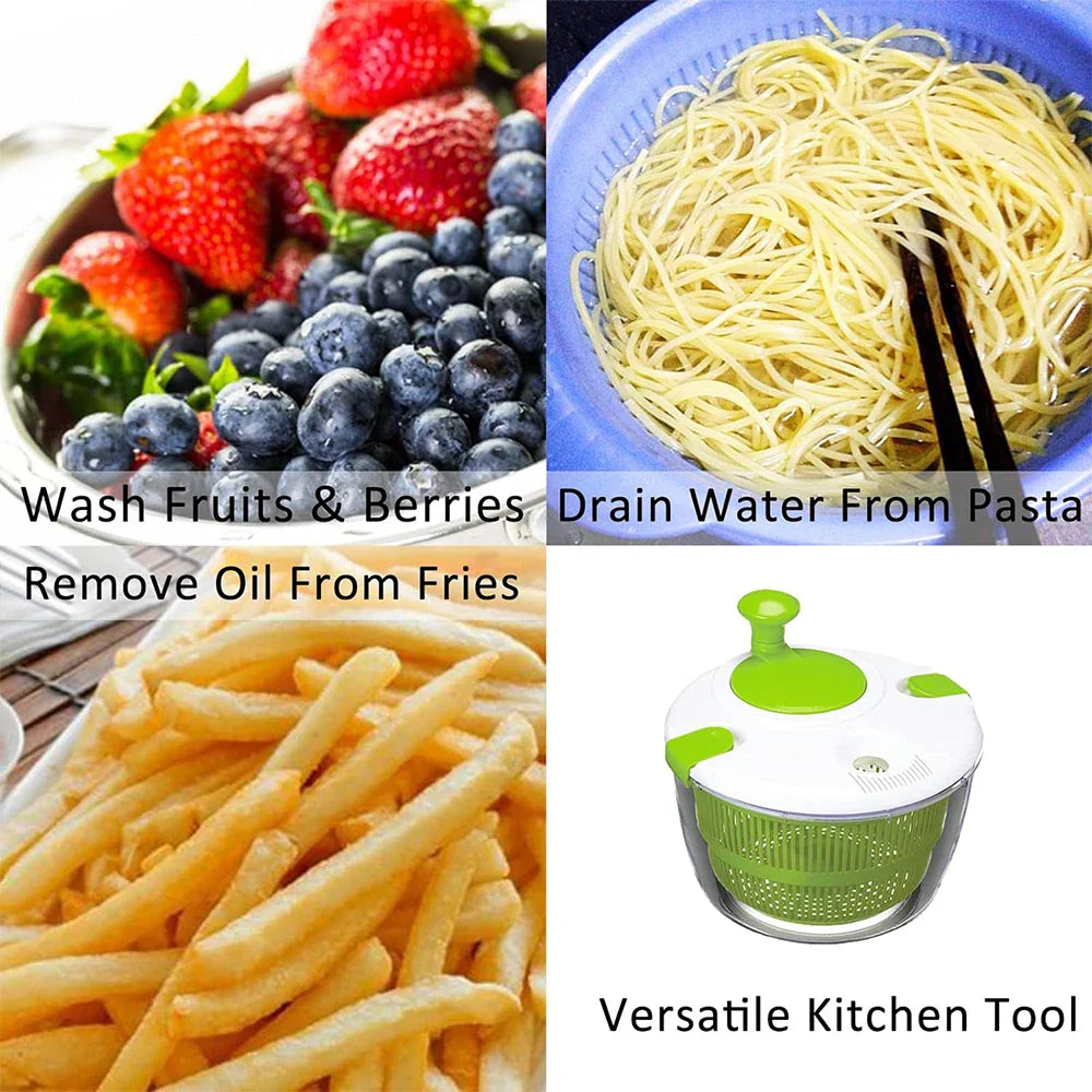 5L (1.3 gal) Salad Spinner & Vegetable Washer Dryer – Multi‑Use Bowl Colander for Lettuce & Greens