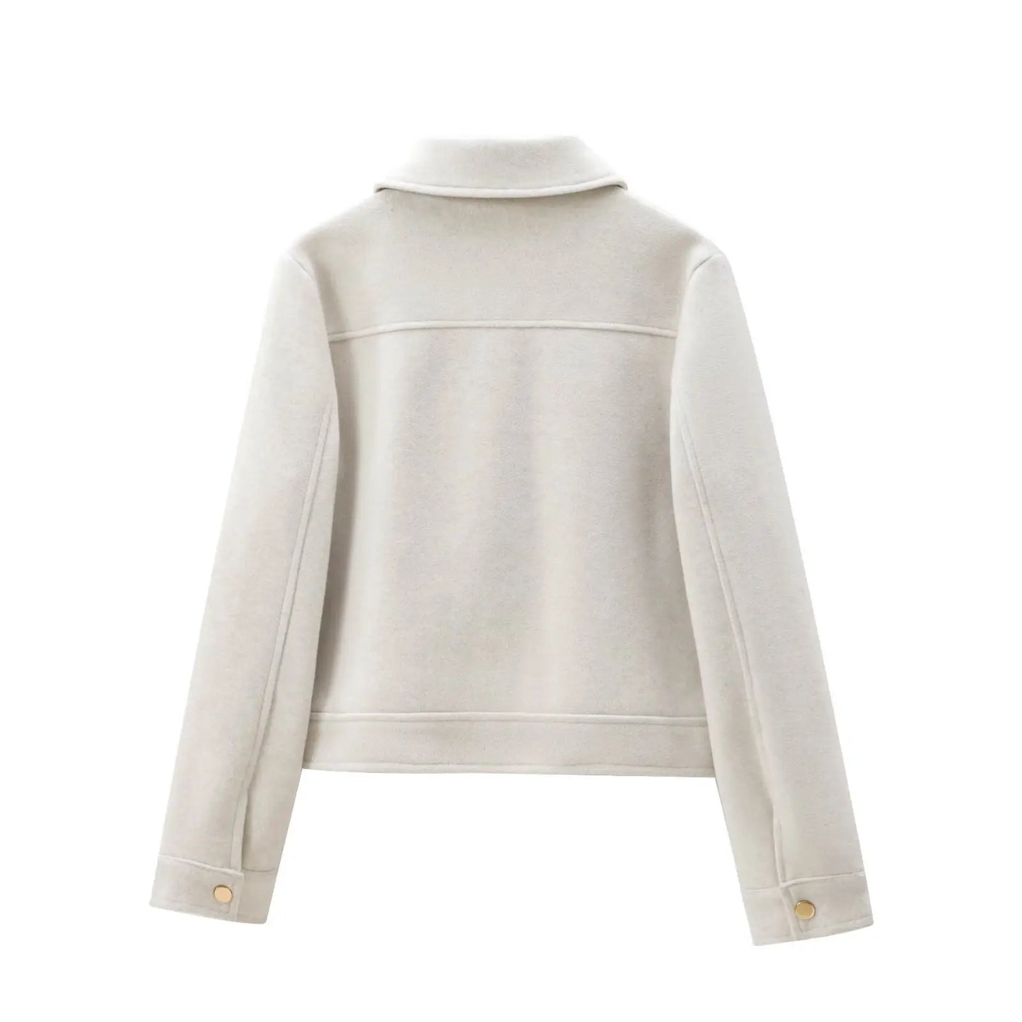 Women's Zipper Jacket - Short Winter Coat with Pockets, Long Sleeve Casual Street Outerwear