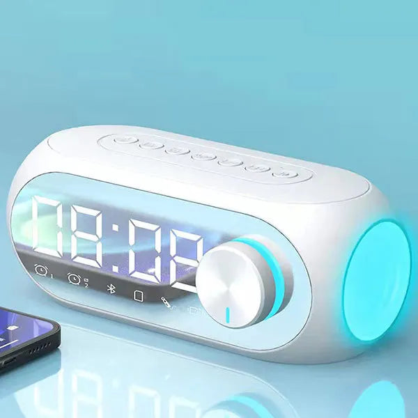 Portable Bluetooth Alarm Clock Speaker, FM Radio, TF Card & AUX, Mini Wireless Subwoofer Sound Box