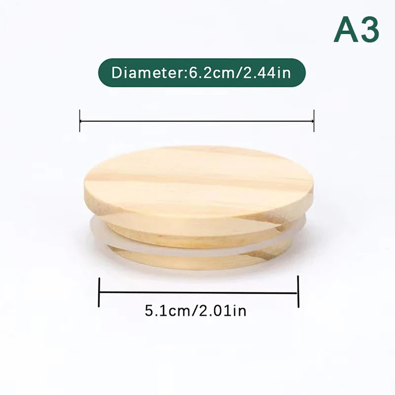 Handmade Pine Wood Jar Lid with Silicone Seal – Airtight Wooden Cover for Jars, Mugs & Candle Cups, Fits 52–130 mm (2.05–5.12 in)