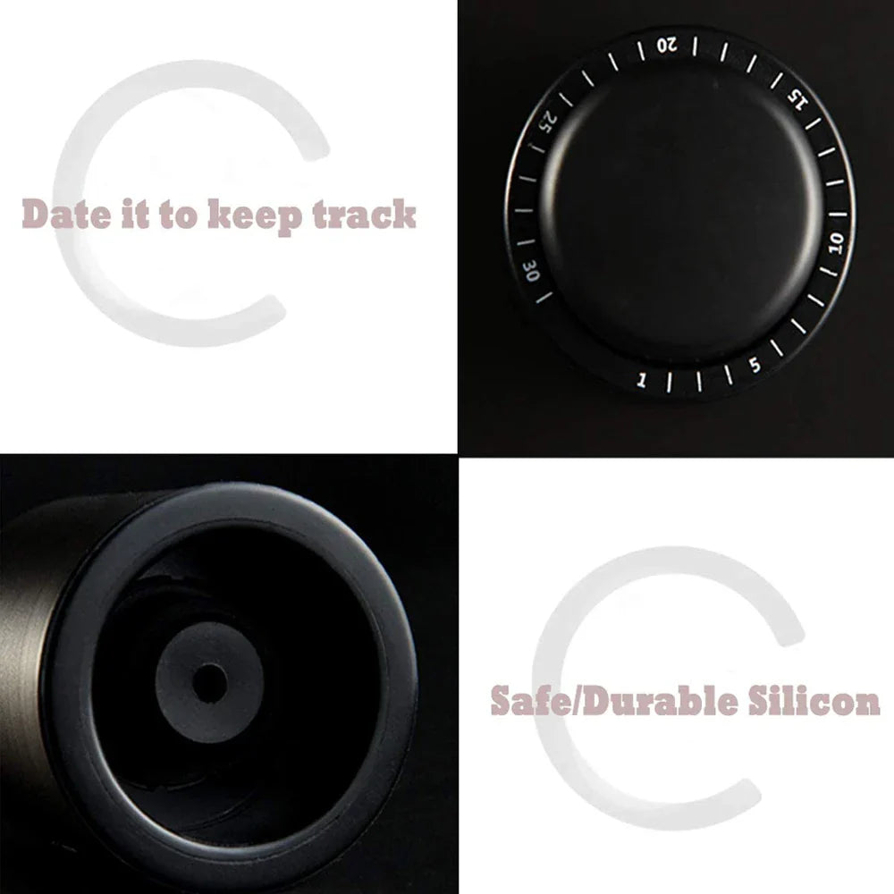 Vacuum Wine Bottle Stopper with Date Dial – Airtight Reusable Wine Sealer Pump