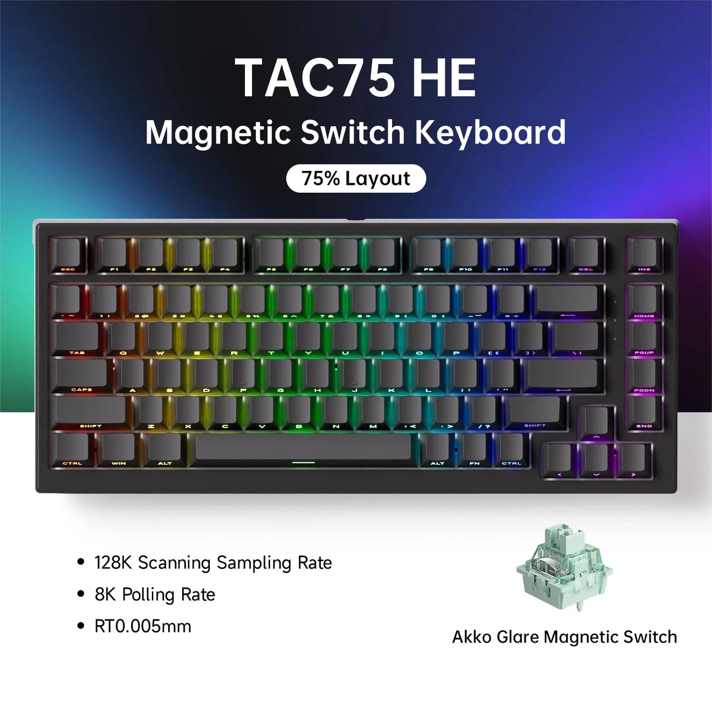 75% Magnetic-Switch Mechanical Gaming Keyboard, 83-Key Hot-Swap Wired - 8K Polling, 0.005mm Rapid Trigger, ARGB