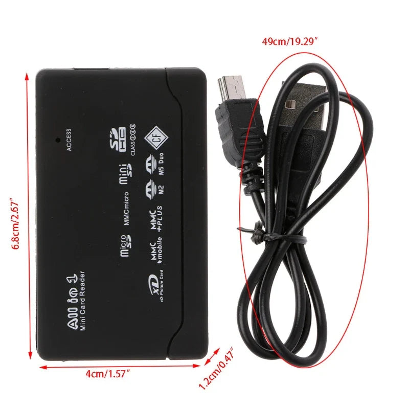 21-in-1 USB 2.0 Multi Memory Card Reader for SD TF CF M2 XD MMC MS - 1/2/5/10 Pack