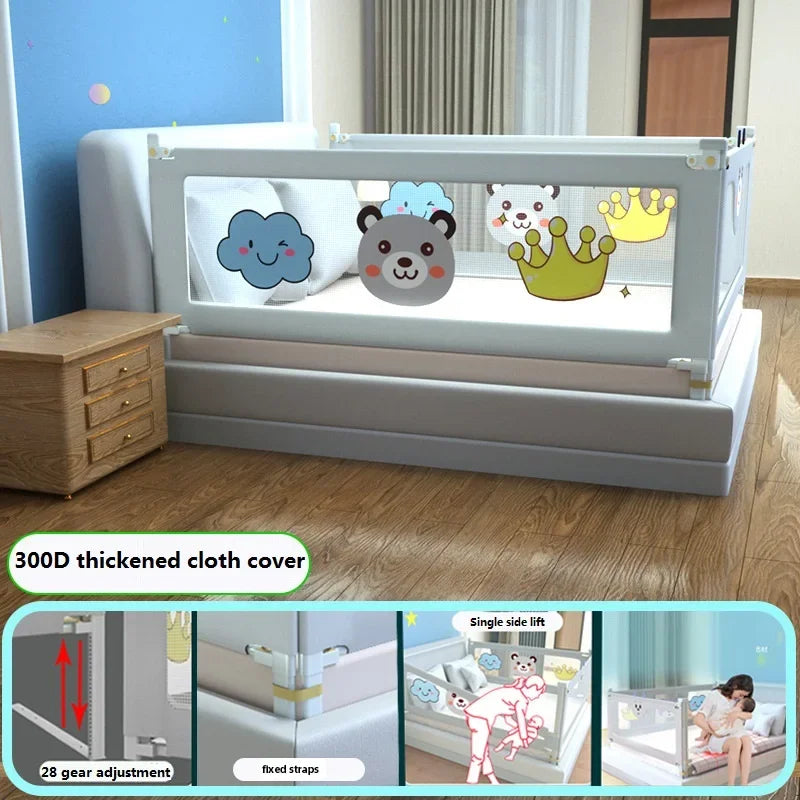 Liftable Baby Bed Guardrail – Strong Safety Rail & Crib Side Bumper, 1.5 m (59 in), 1.6 m (63 in), 1.8 m (71 in), 2.0 m (79 in)