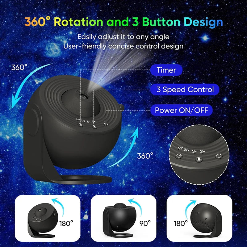 LED Galaxy Star Projector 13-in-1 Planetarium Night Light 360° Rotating for Bedroom & Gift