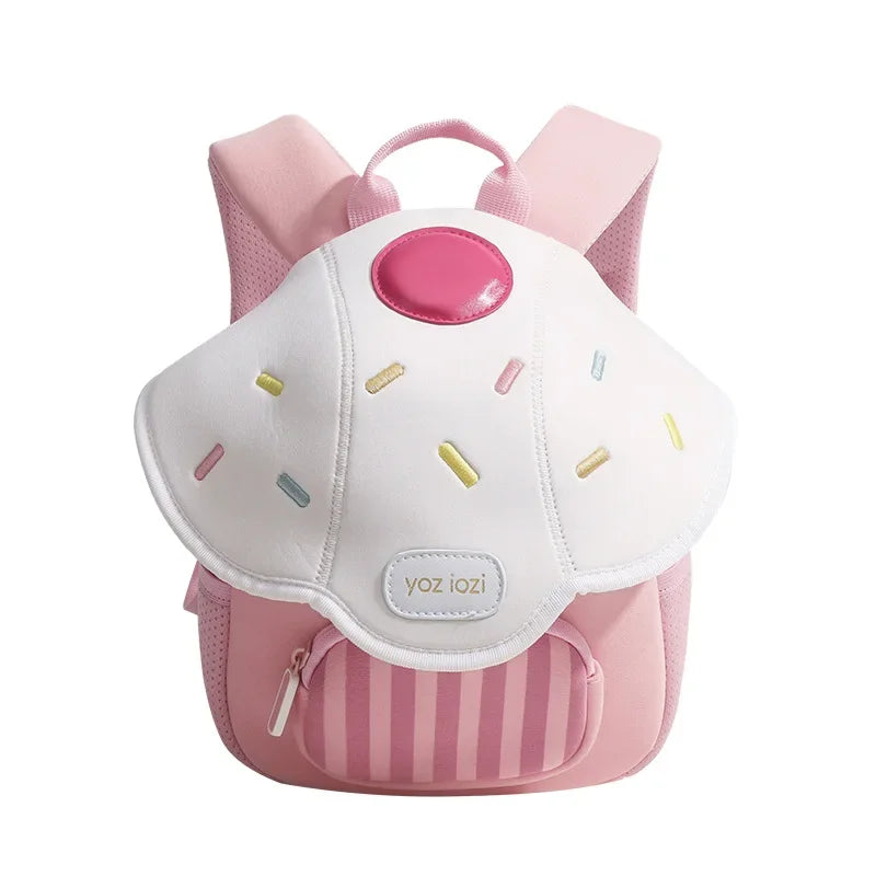 Ice Cream Shape Kids Backpack for Kindergarten - Cute Cartoon School Bag for Girls & Boys, Ages 4-6 (PVC, Zipper)