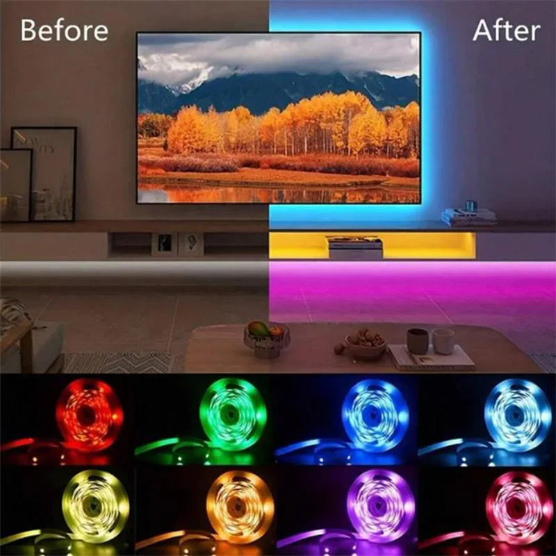 Bluetooth RGB LED Strip Lights SMD5050 USB 5V Smart LED Tape – App & Remote Control, Flexible TV Backlight & Room Decor (1–15 m / 3.3–49.2 ft)