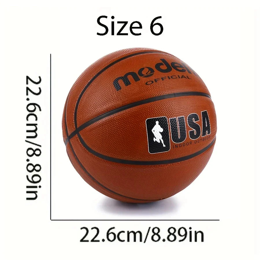 Basketball for Adults & Youth - Brown, Sizes 4/5/6/7 (1pc) - Durable Rubber Indoor/Outdoor Game Ball