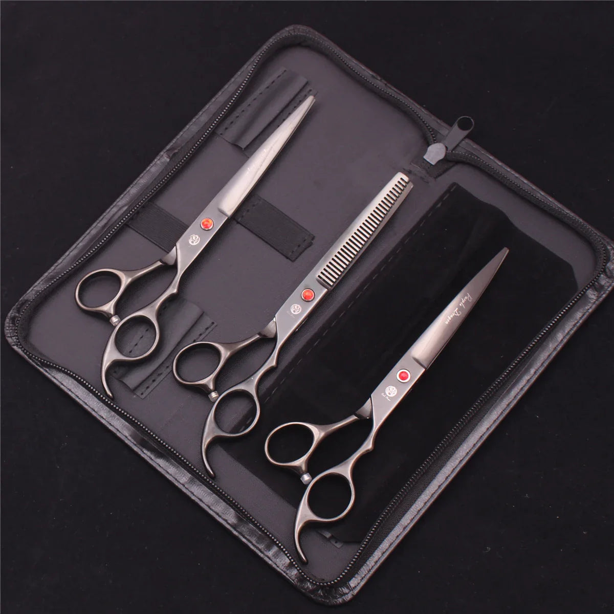 7-Inch (19.5 cm) Stainless Steel Pet Grooming Scissors Kit – Straight, Thinning, Chunker & Curved Shears