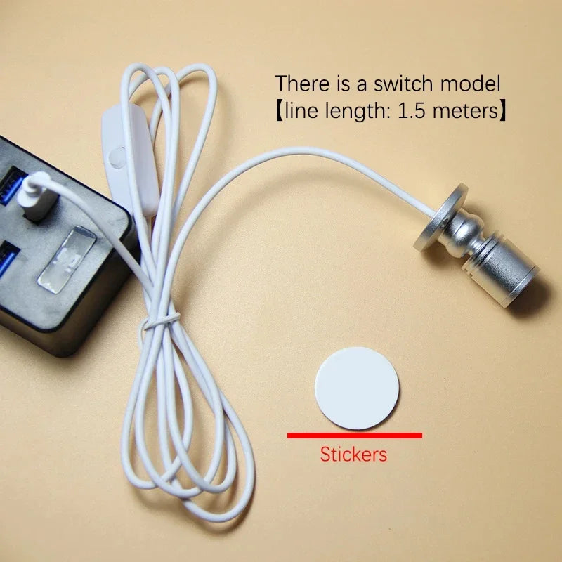 3W USB 5V LED Mini Spotlight - Surface Mount Rotatable Cabinet & Jewelry Display Light (Warm White + RGB)