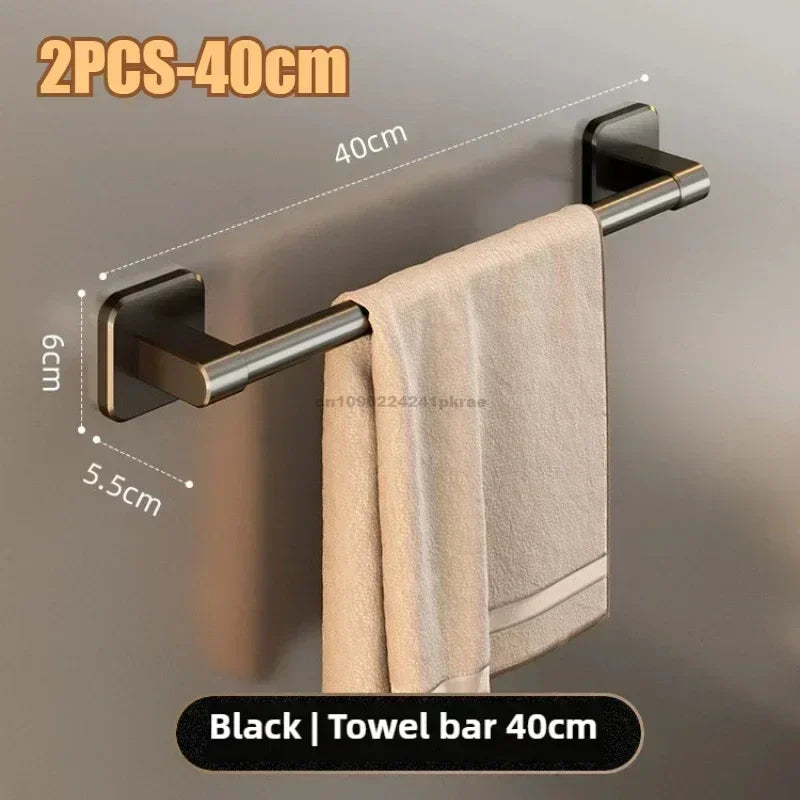 6-Pack Self-Adhesive No-Drill Towel Rack Hooks – Aluminum Wall Towel Holder, Polished Finish