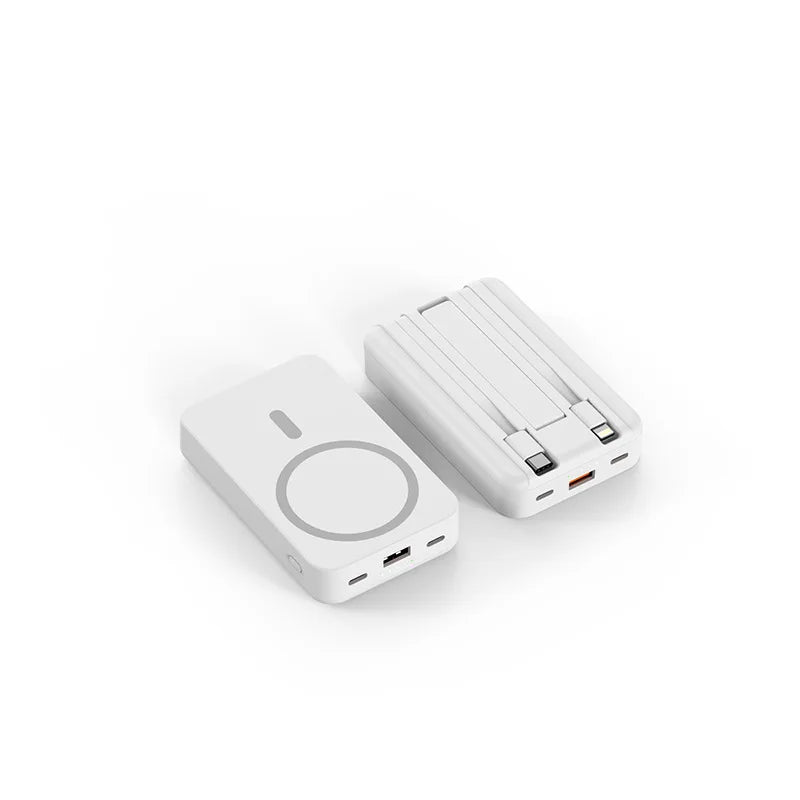 3-in-1 20,000mAh Magnetic Wireless Power Bank with Built-In Cable, USB-C PD 10W Portable Charger