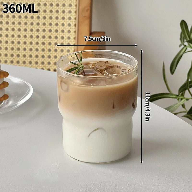 Vertical Striped Clear Glass Cup - Aesthetic Drinkware for Milk Tea, Coffee & Juice