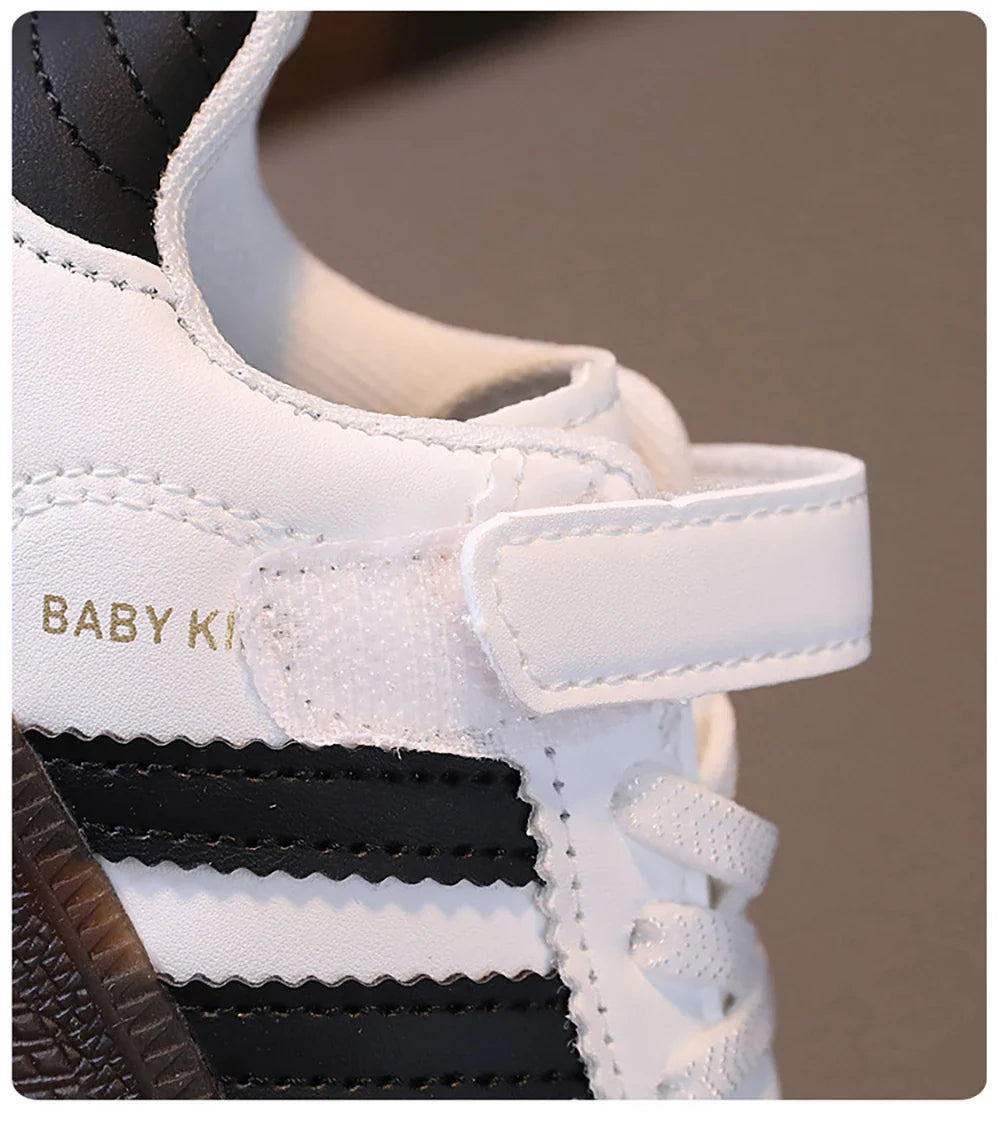 Kids PU Leather Sneakers - Lightweight Slip-On Velcro Soft-Sole, Anti-Slip Unisex Children’s Shoes
