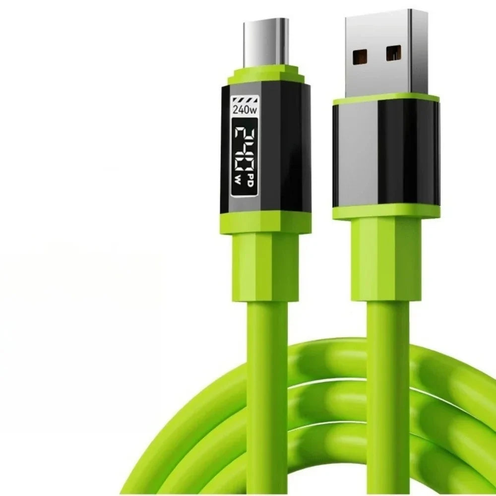 240W USB-C to USB-C Fast Charging Cable with Power Display, High-Power PD Charger Cord