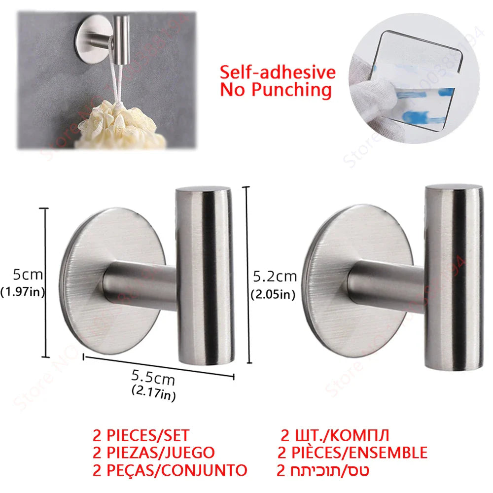 Self-Adhesive Stainless Steel Toilet Paper Holder — No-Drill Wall Mount Tissue & Towel Dispenser (Holds up to 30 cm / 11.8 in)