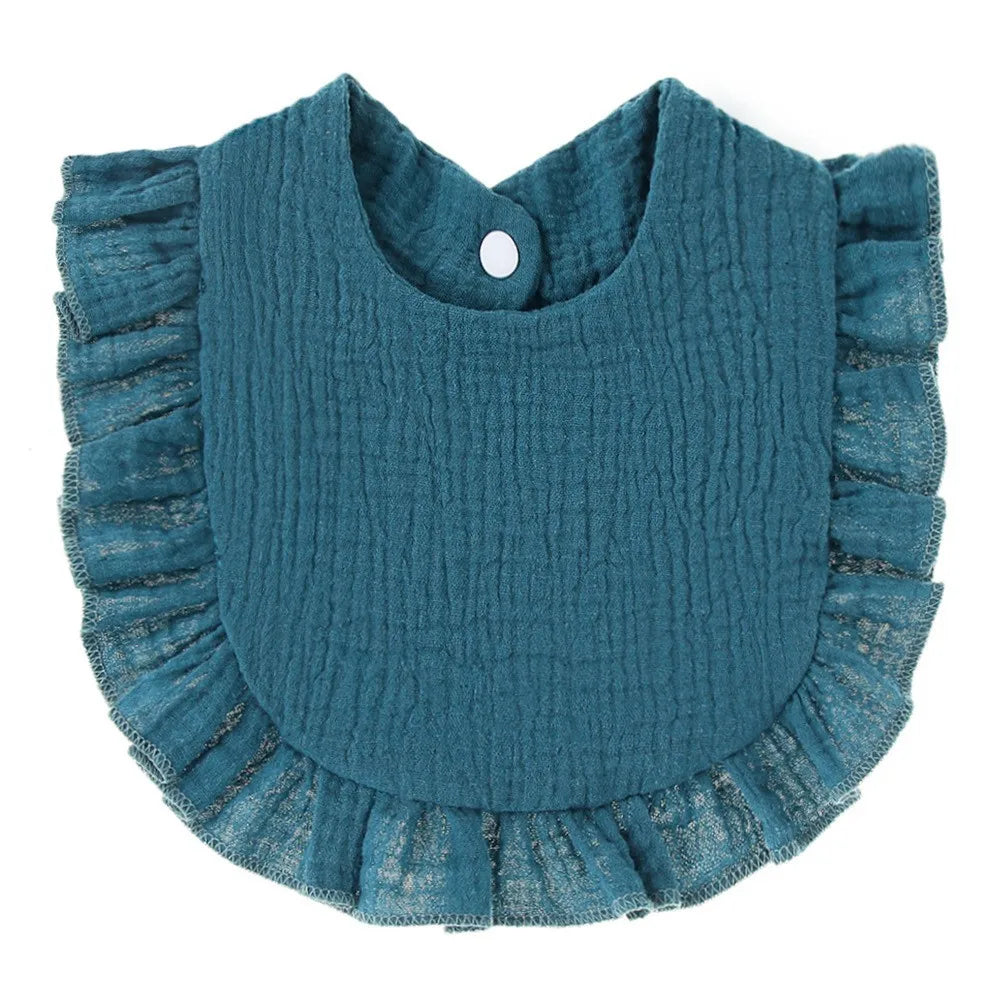 Ruffle Edge Cotton Gauze Baby Bib & Burp Cloth - Lace Saliva Bib for Infants 1-3 Years