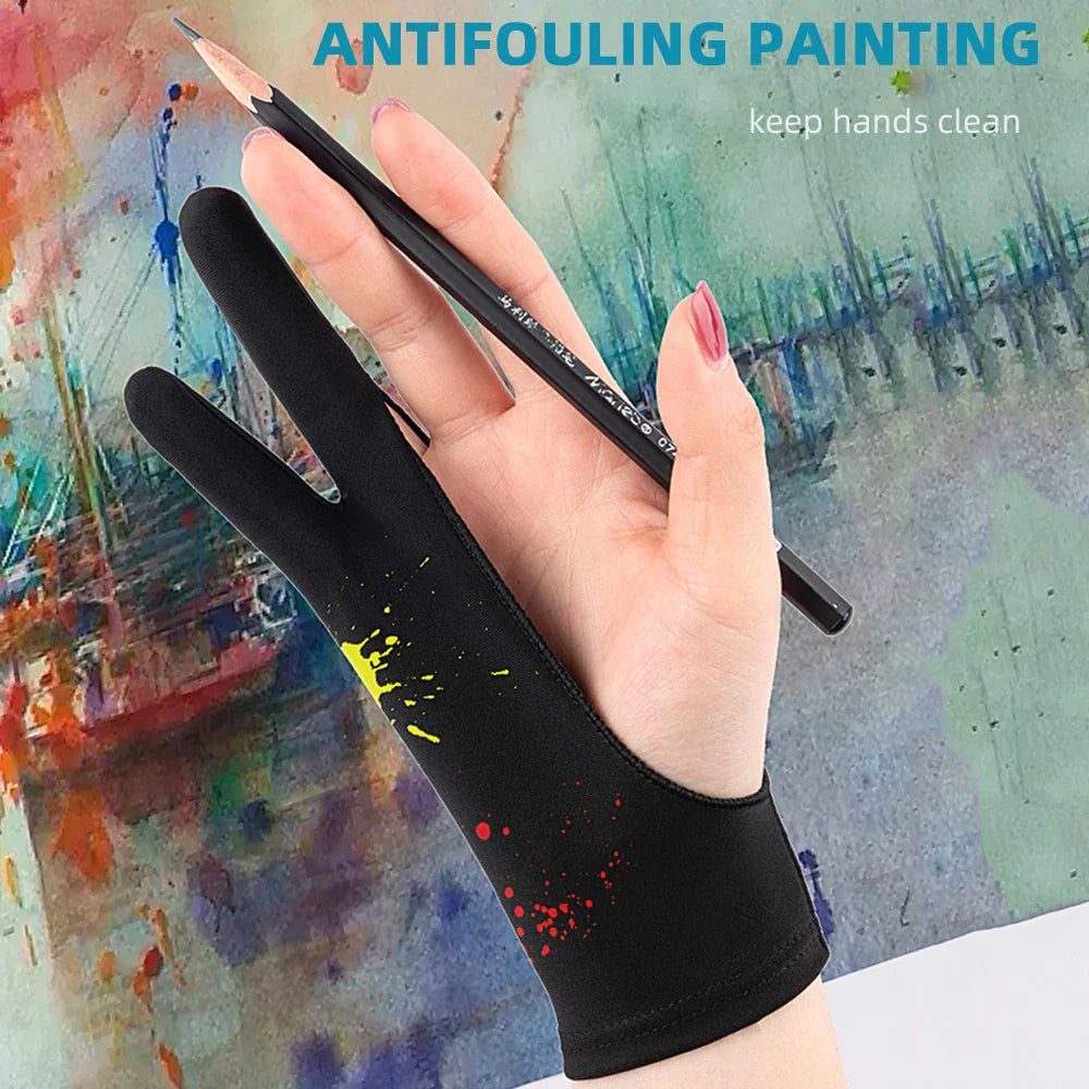 Two-Finger Drawing Glove for iPad & Graphics Tablets – Anti-Fouling Anti-Touch Artist Glove (Left & Right Hand)
