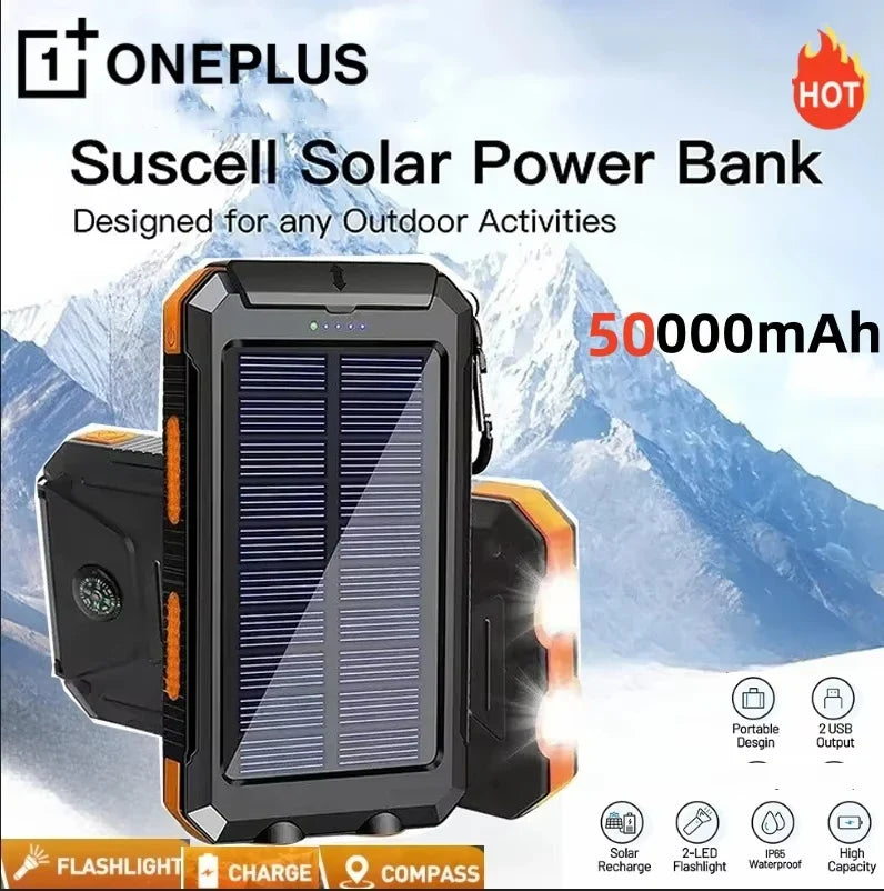 Solar Power Bank 200000mAh 120W Fast Charge Portable External Battery with Solar Panel, SOS & LED Light