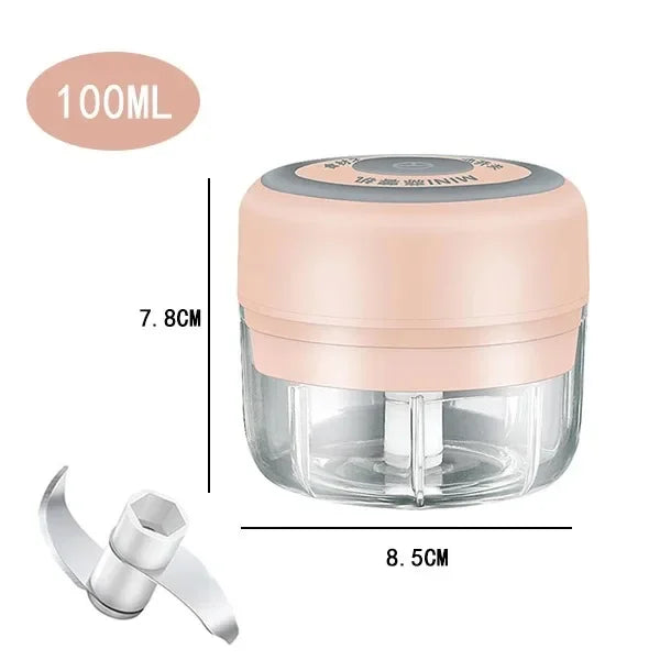 USB Rechargeable Electric Garlic Chopper & Crusher, Mini Portable Food Chopper 250/100 ml (8.5/3.4 fl oz)