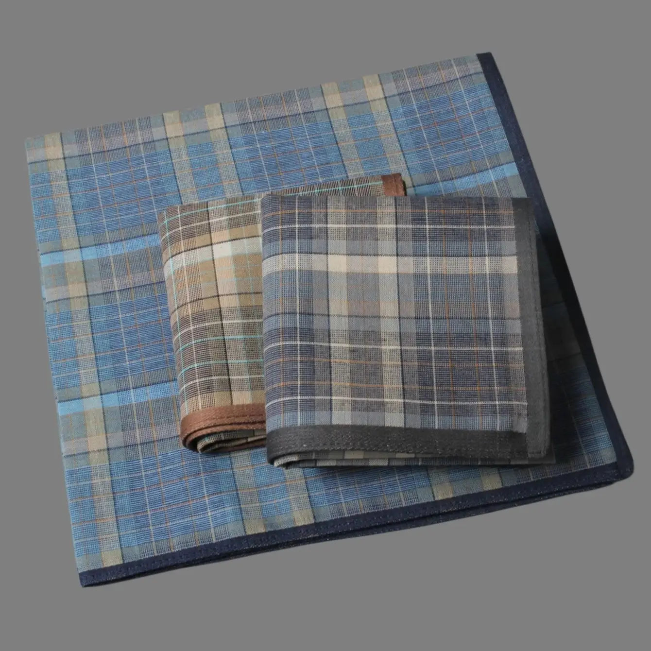 6-Pack Men's Plaid Cotton Handkerchiefs 15.7 in (40 cm) Thin Business Dress Pocket Squares - Soft, Sweat-Absorbent