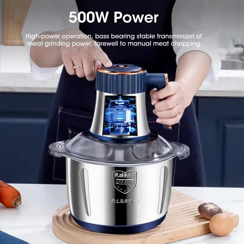 Electric Meat Grinder 5L (1.32 US gal / 5.28 qt) Stainless Steel Food Processor and Vegetable Chopper 200W 5-Speed