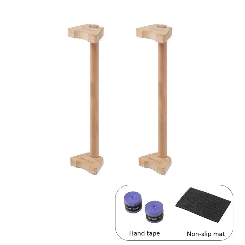 2-Pack Wooden Push-Up Stands — Non-Slip Beech Parallettes for Calisthenics & Home Fitness