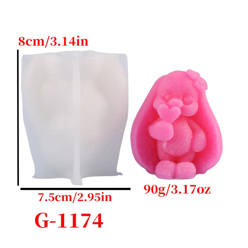 3D Big-Eared Bunny Egg Silicone Mold for Candle Making, Soap & Plaster DIY 2.4 x 2.4 x 3.3 in (6 x 6 x 8.5 cm)
