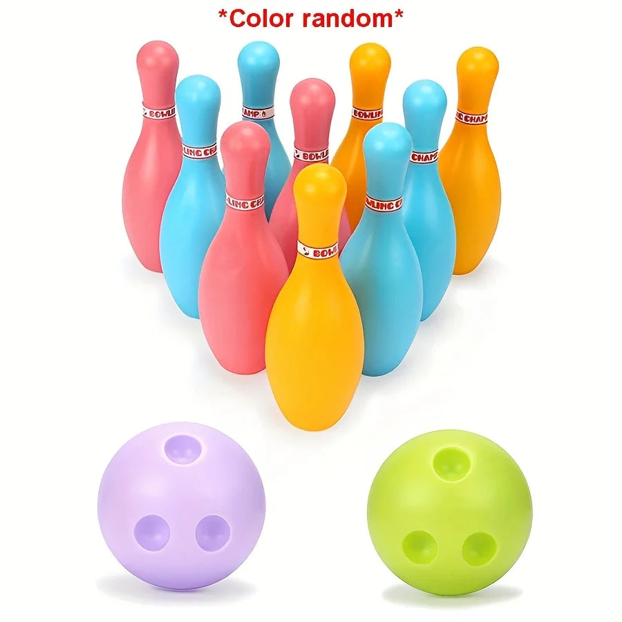 12-Piece Mini Bowling Set – 10 Pins & 2 Balls, Plastic Kids Indoor Outdoor Game Party Gift