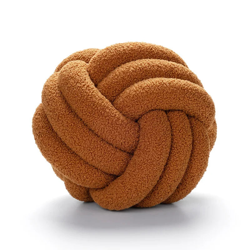 Aesthetic Knotted Ball Plush Cushion - Nordic Round Throw Pillow for Sofa & Bed, 22/28 cm (8.7/11 in)