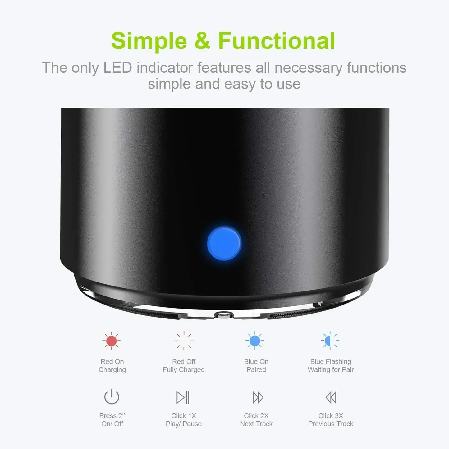 Mini Bluetooth Speaker IPX7 Waterproof, Extra Bass Portable Speaker with Metal Body and Travel Case