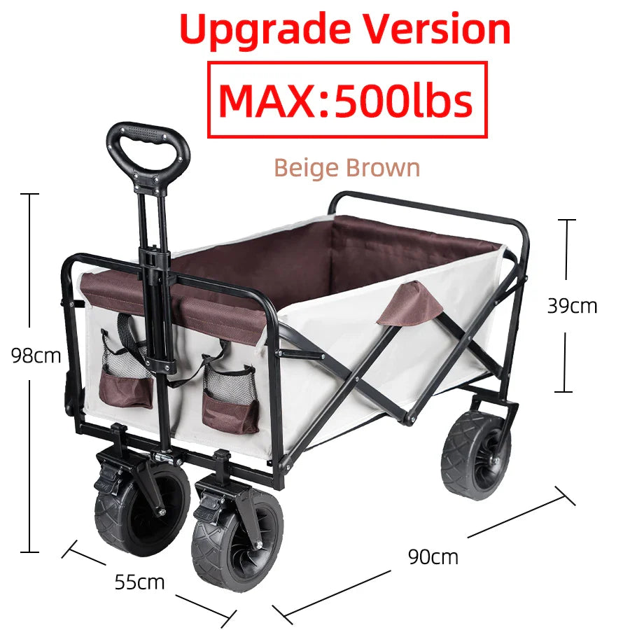 Heavy-Duty Collapsible Folding Beach Wagon Large Capacity Portable Utility Cart with All-Terrain Wheels