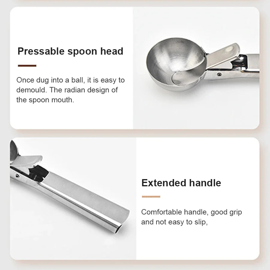 Stainless Steel Dual-Purpose Ice Cream & Fruit Scoop Multifunctional Kitchen Utensil