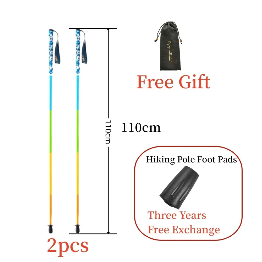 Ultralight Carbon Fiber Trekking Poles 5-Section Folding Anti-Shock Hiking and Walking Sticks 110/120/130 cm (43/47/51 in)