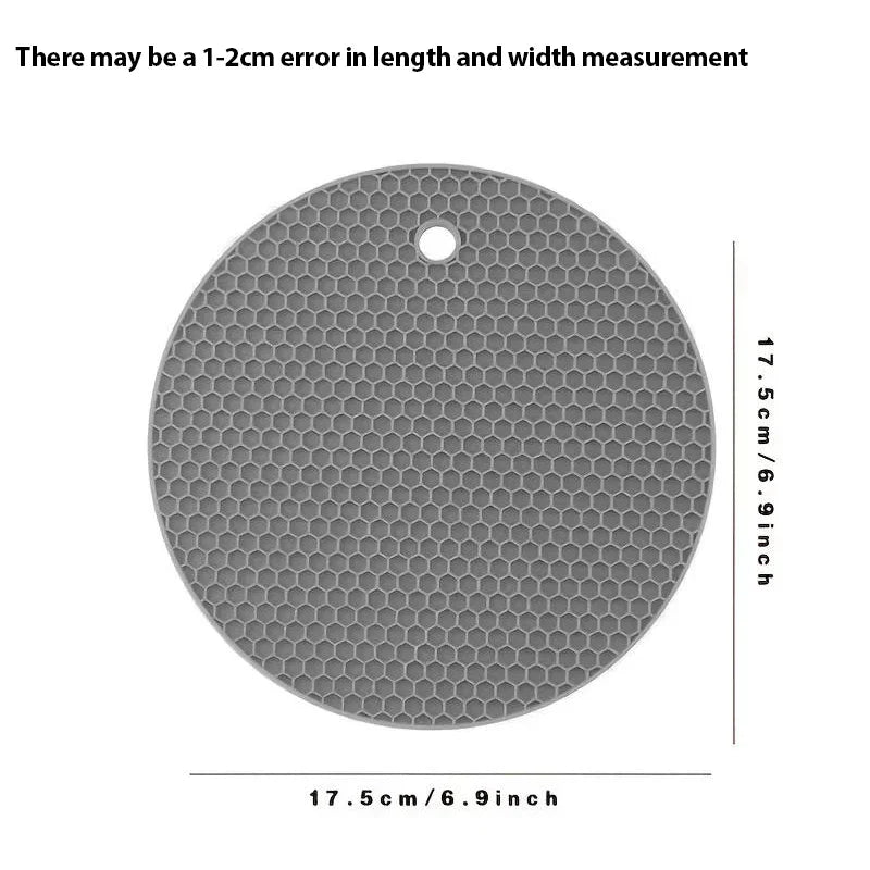Silicone Heat-Resistant Trivet Mat 7 in (17.8 cm) Round Non-Slip Pot Holder & Countertop Protector - 1-Pack