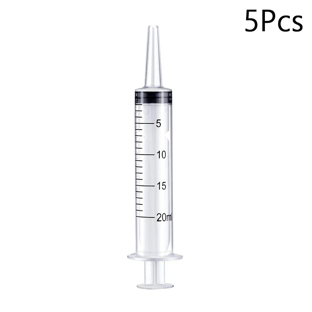 20ml Reusable Plastic Measuring Syringe Pack (5/10/20/30) - Hydroponics Nutrient, Oil Pump & Pet Medicine Feeder